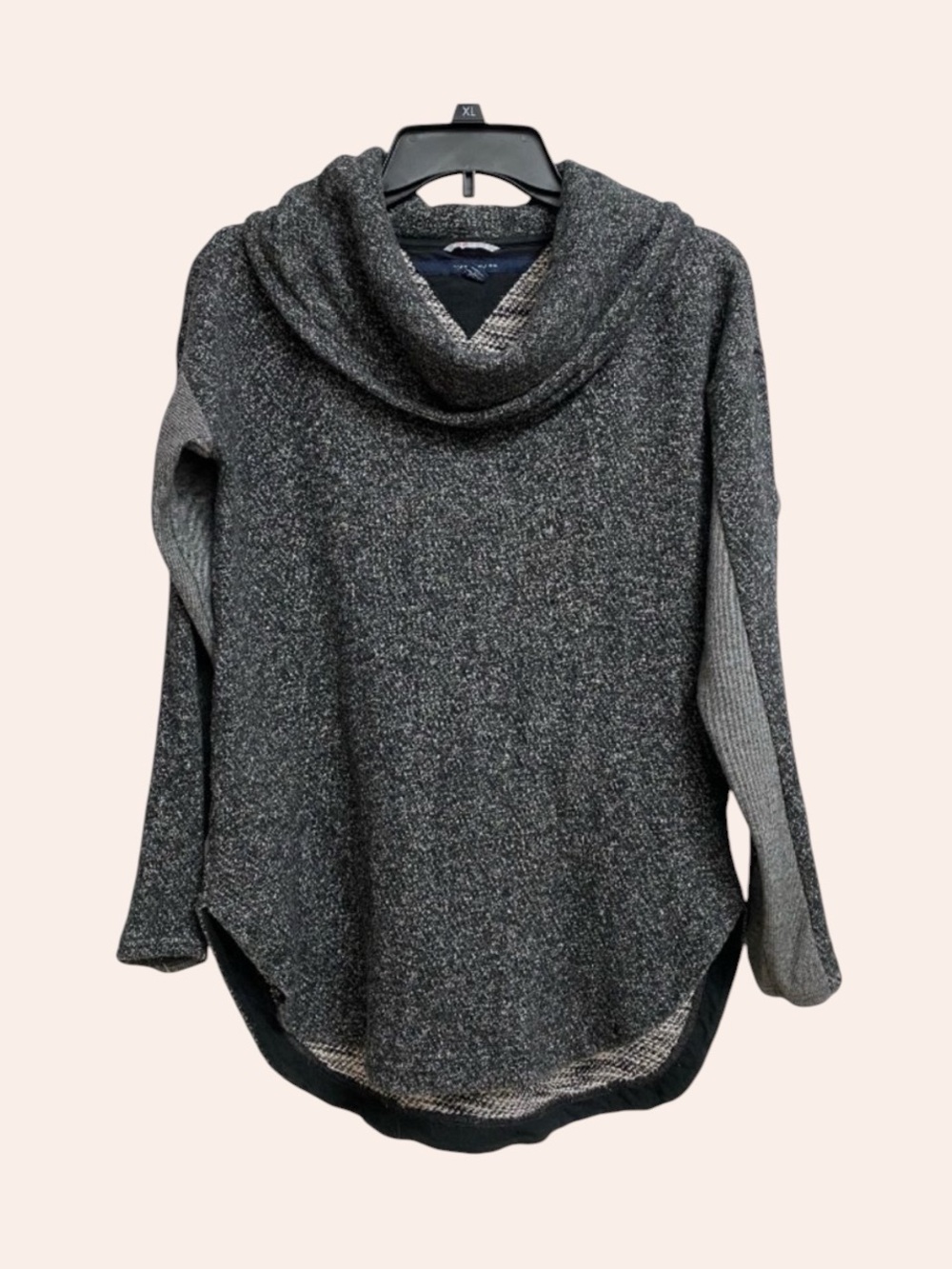 Tommy Hilfiger Athluxe Cowl Neck Sweatshirt Women's XS Black Grey Comfy Preppy